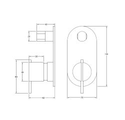 Waterevolution S22 inbouw douchethermostaatkraan 3-uitgangen RVS T436TBIE tekening